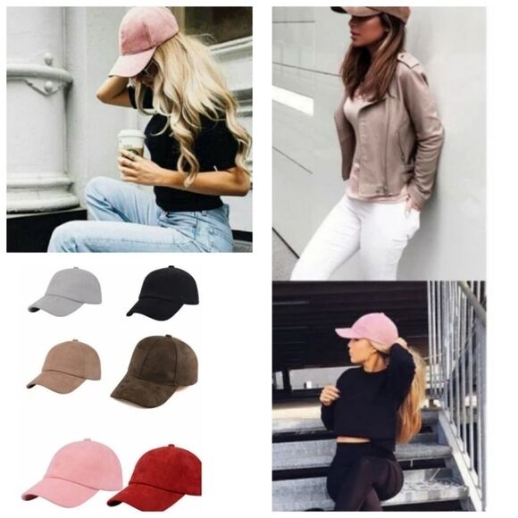 Faux Suede baseball caps - Picture 1 of 12